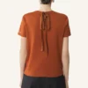 Tricou din bumbac cu detaliu panglică Tricou din bumbac cu detaliu panglică