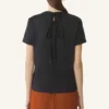 Tricou din bumbac cu detaliu panglică Tricou din bumbac cu detaliu panglică