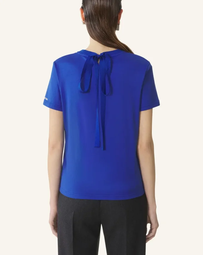 Tricou din bumbac cu detaliu panglică Tricou din bumbac cu detaliu panglică