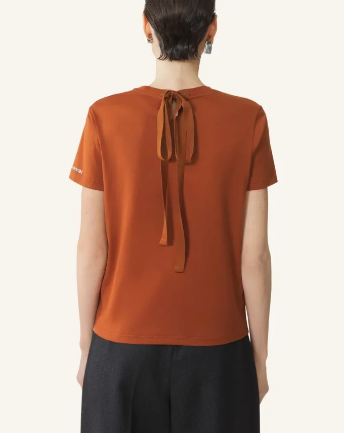 Tricou din bumbac cu detaliu panglică Tricou din bumbac cu detaliu panglică