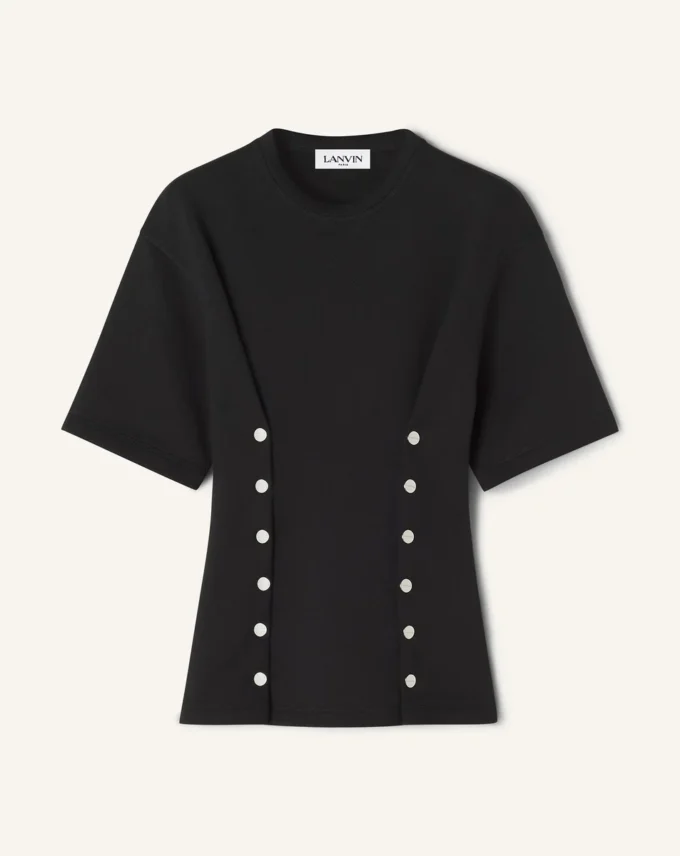 Tricou din bumbac fleece și cașmir Tricou din bumbac fleece și cașmir